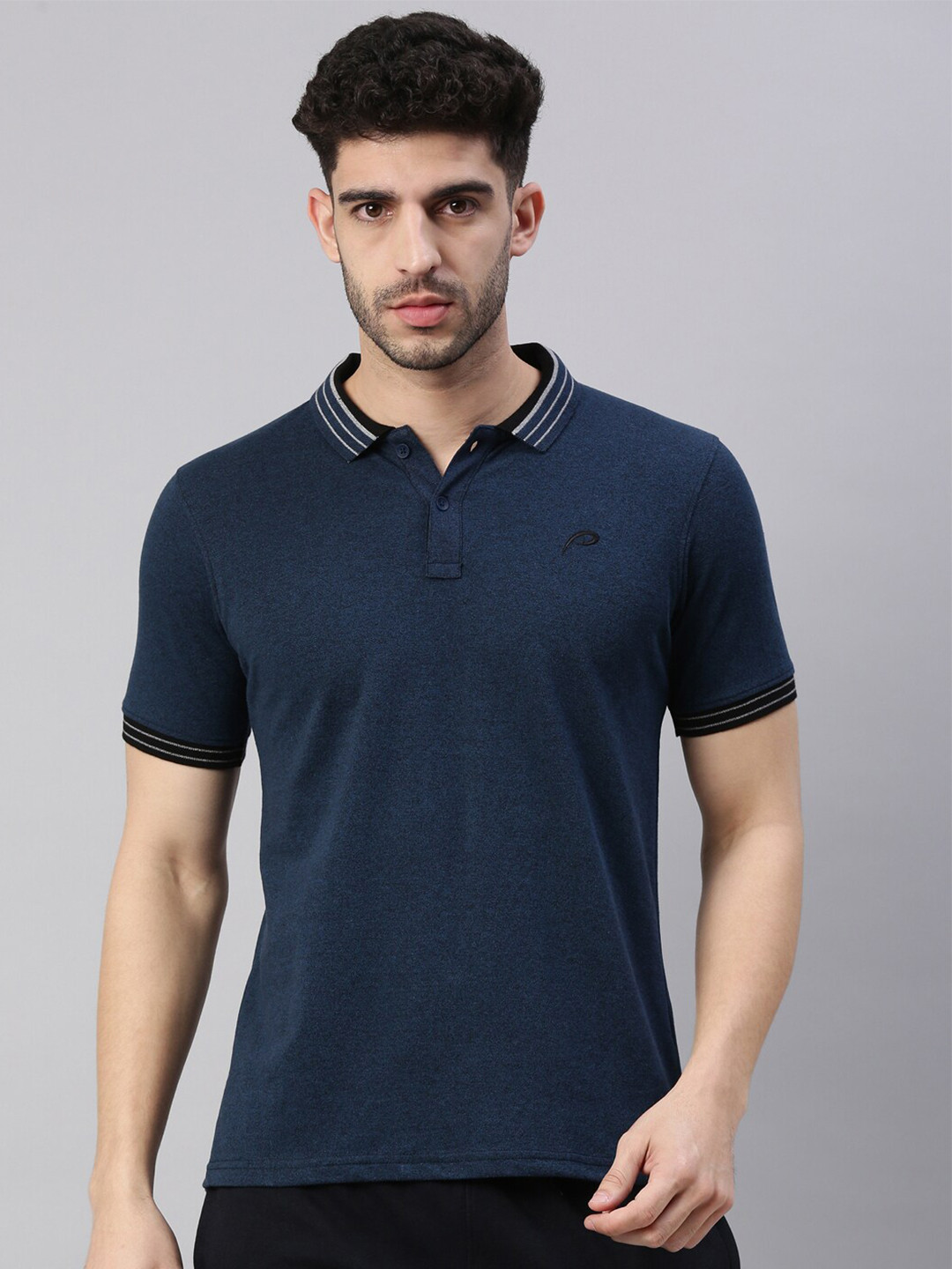 

Proline Active Men Navy Blue Polo Collar T-shirt