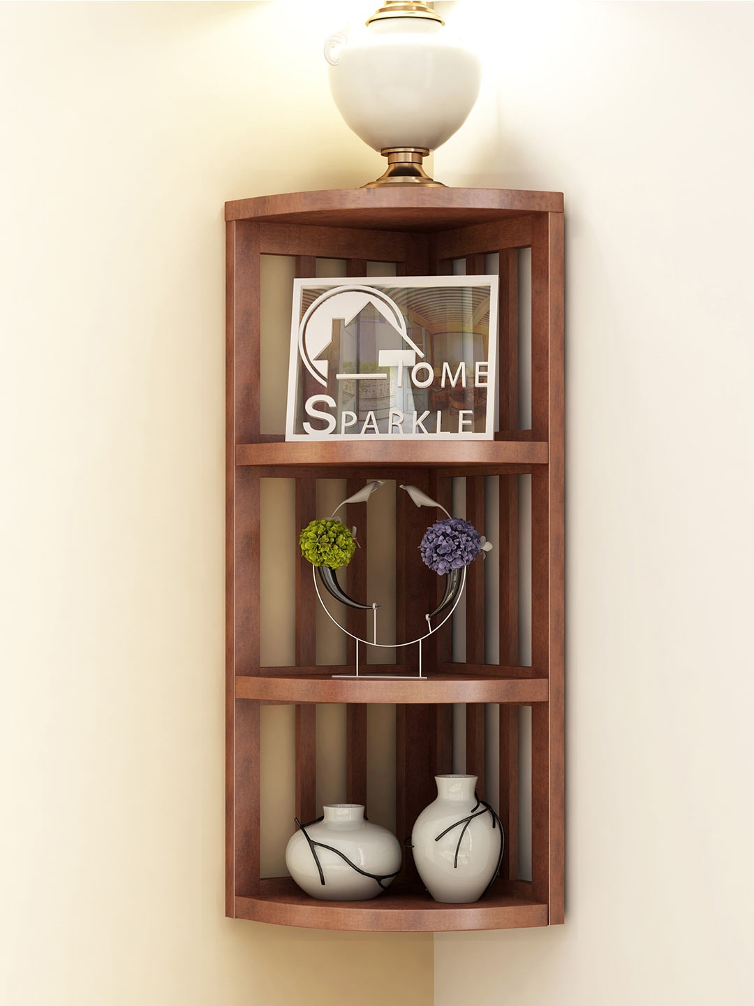 

Home Sparkle Brown Corner Wall Shelf