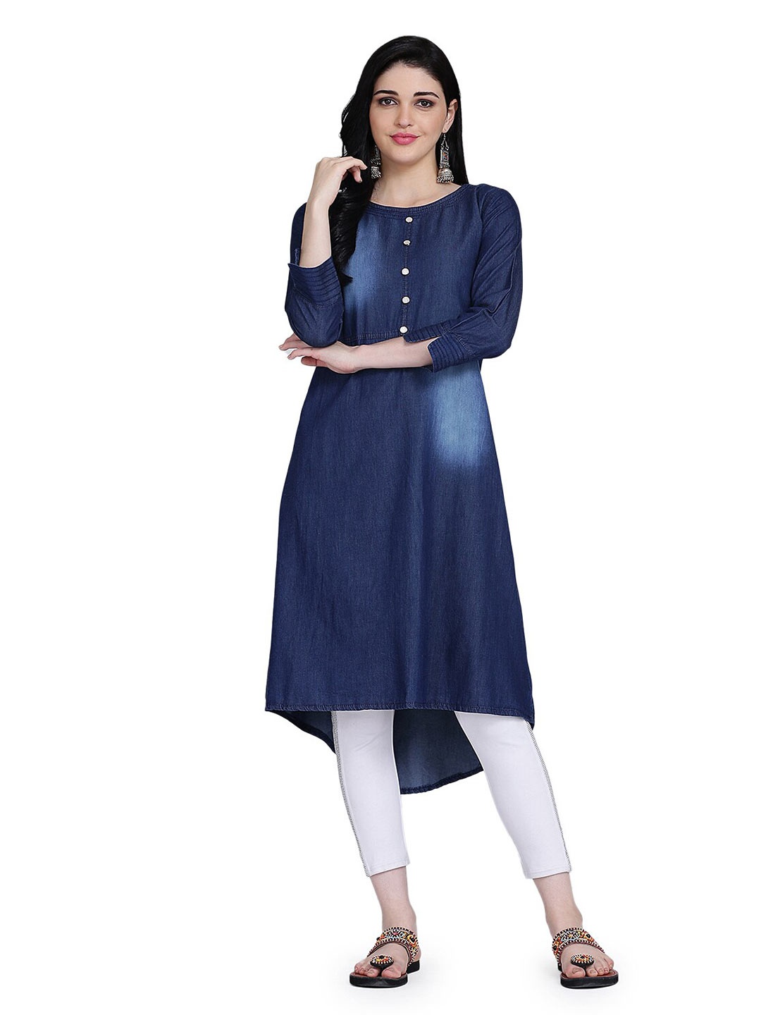 

KALINI Women Blue Dyed Denim Kurta