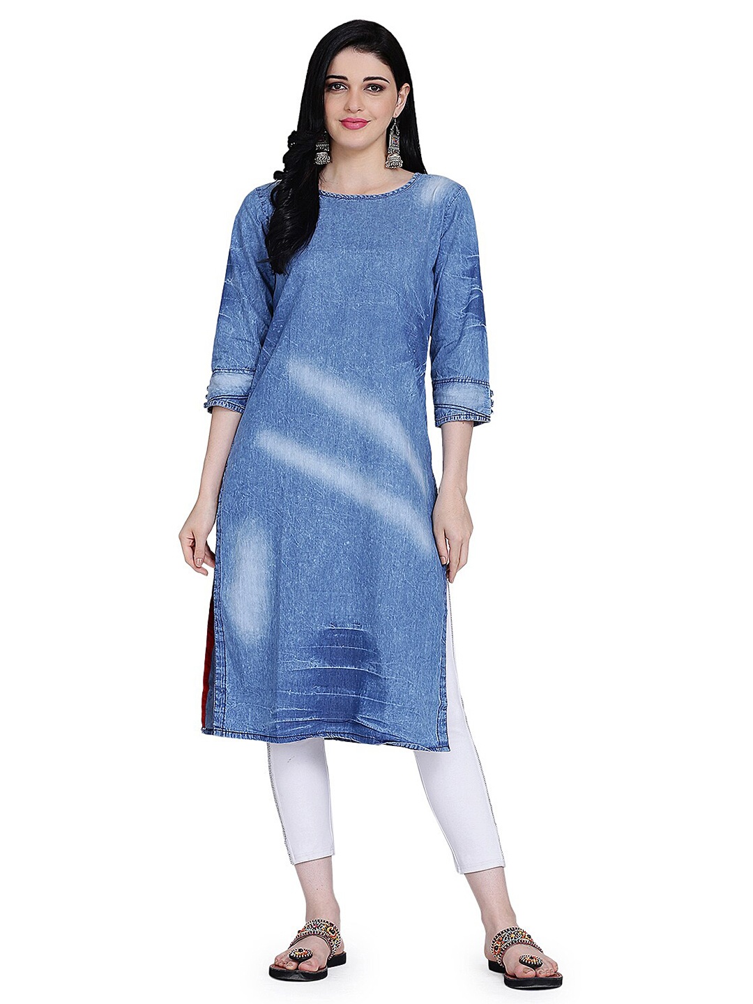 

KALINI Women Blue Denim Kurta