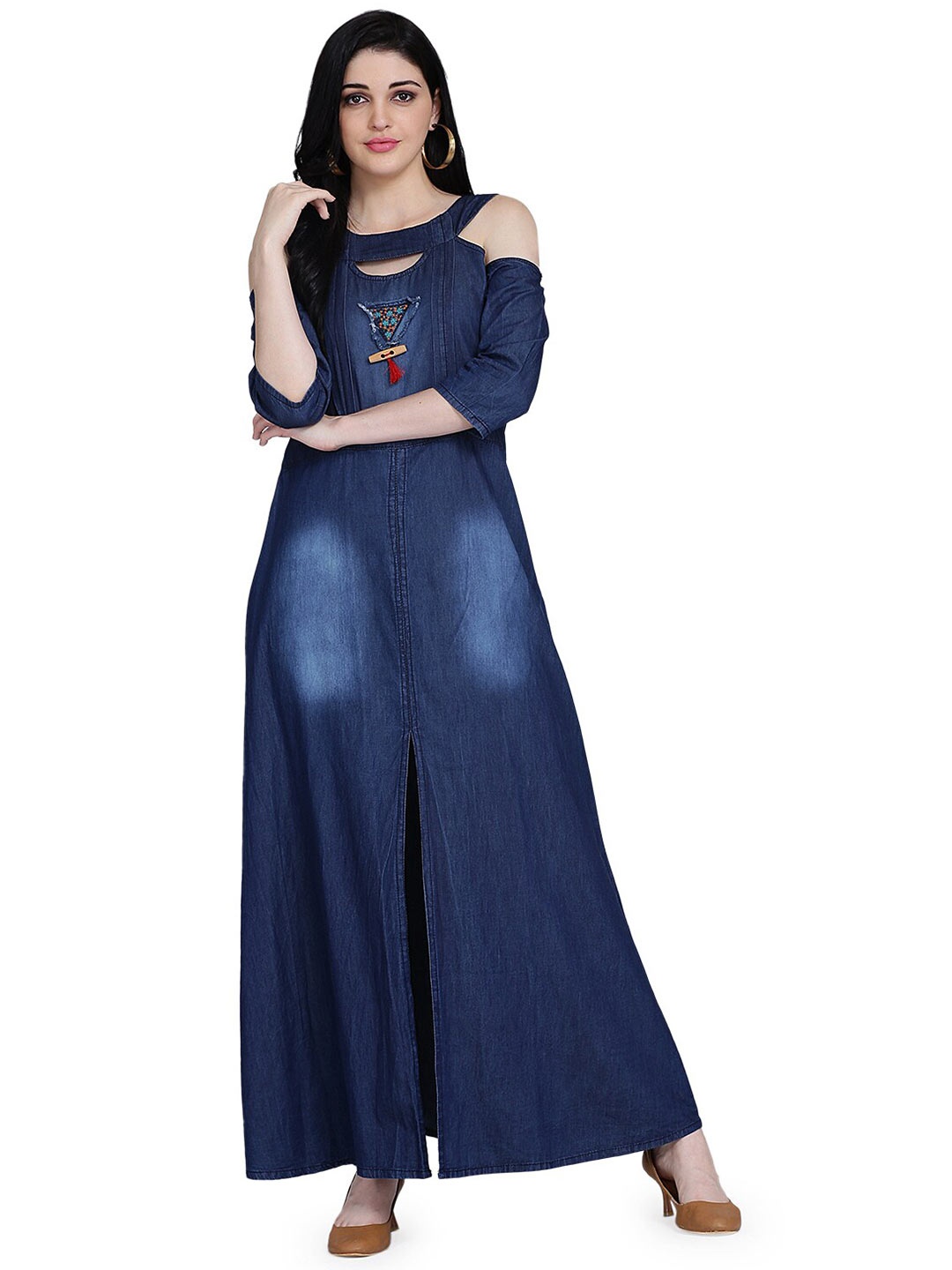 

KALINI Women Blue Denim A-Line Kurta