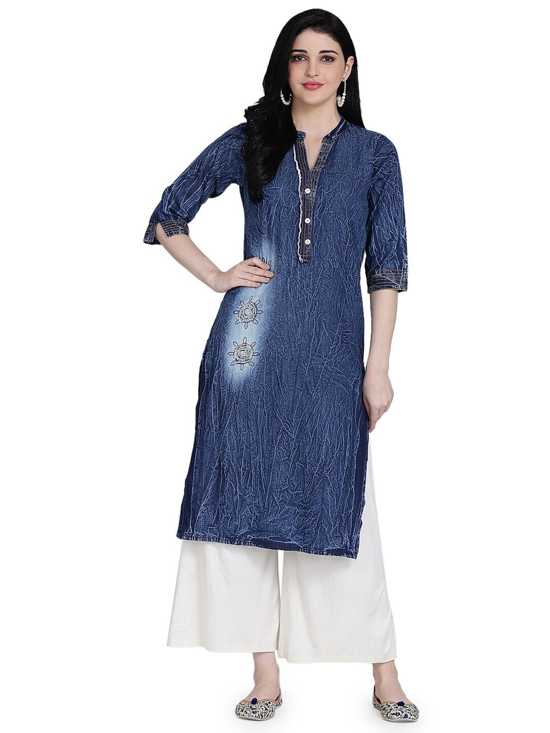 

KALINI Women Blue Denim Kurta