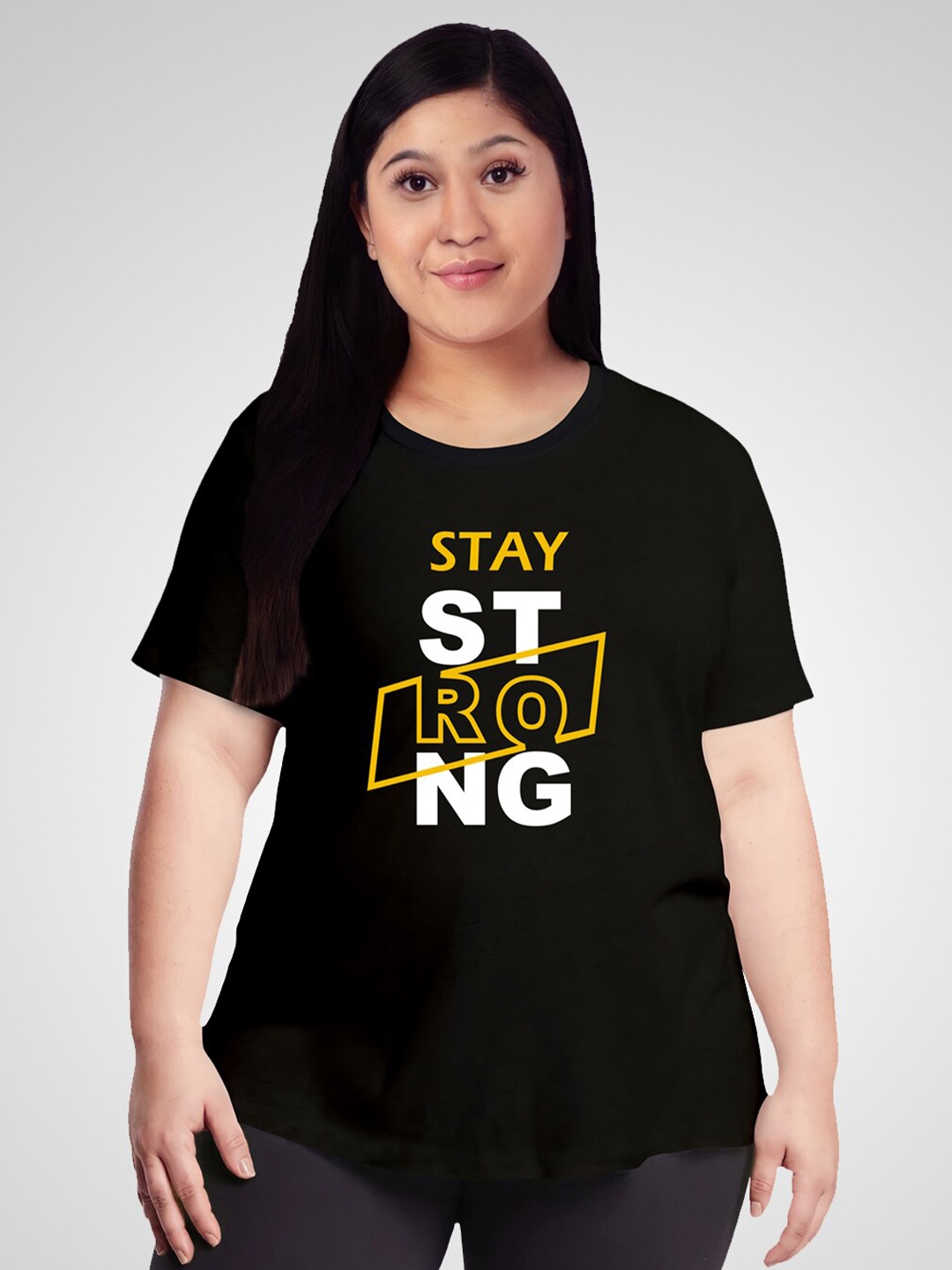 Pootlu Women Black Typography Printed T-shirt