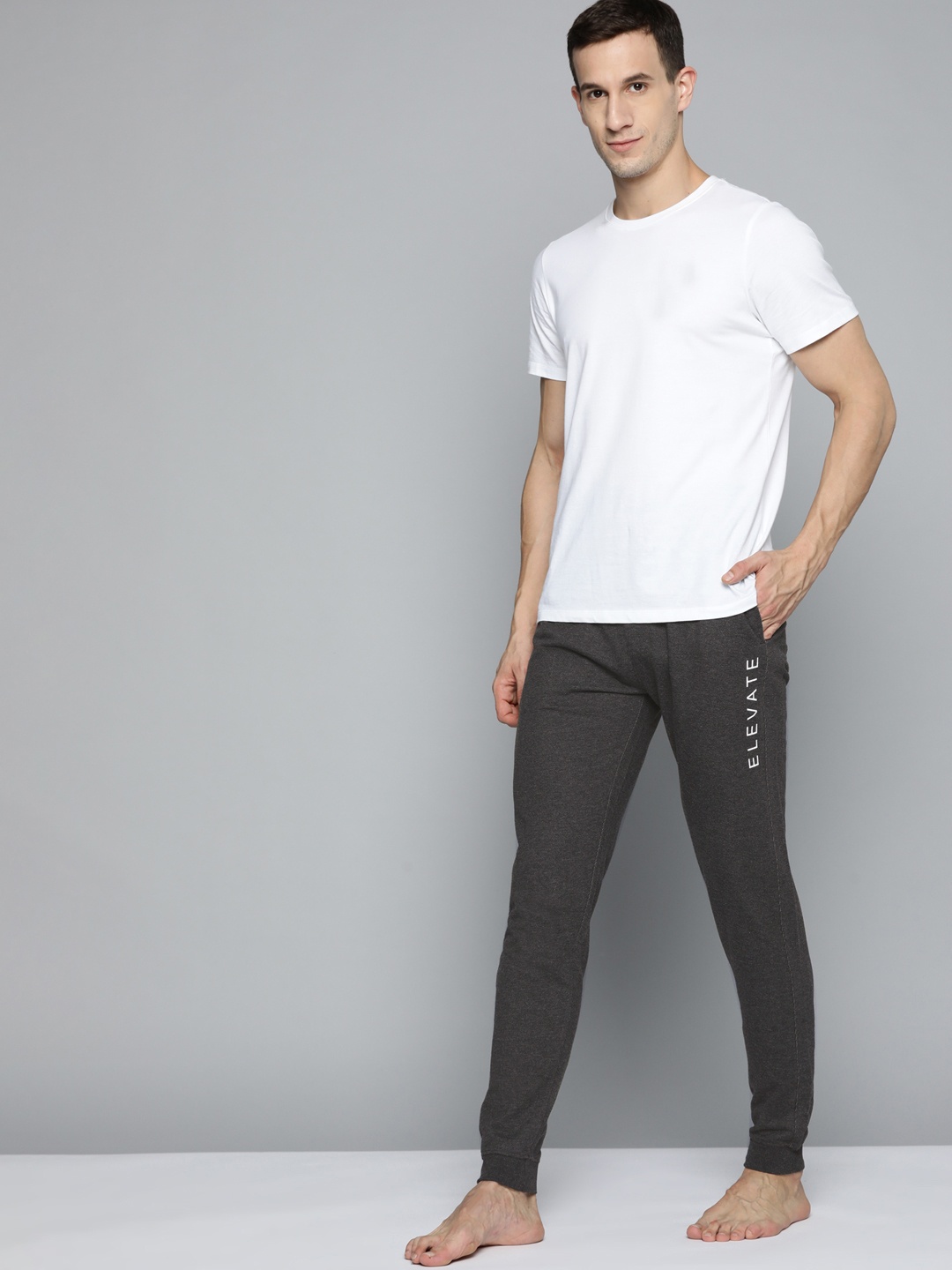 

HRX By Hrithik Roshan Yoga Men Charcoal Grey Organic Cotton Solid Track Pants