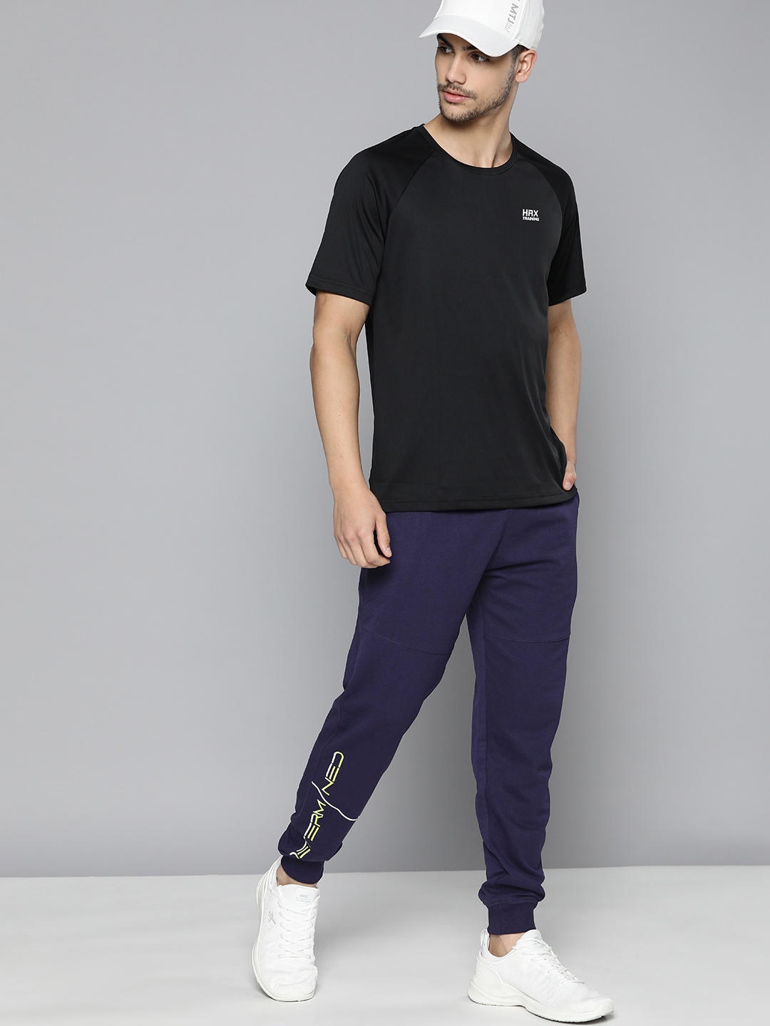 

HRX By Hrithik Roshan Men Training Bio-Wash Typography Track Pants, Navy blue