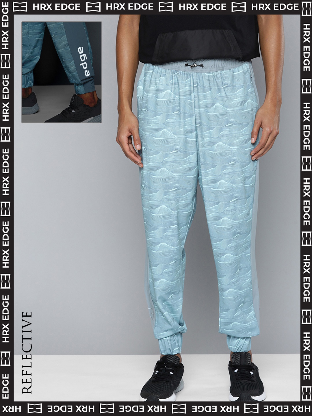 

HRX By Hrithik Roshan EDGE Men Bio-Wash AOP Track Pants, Green