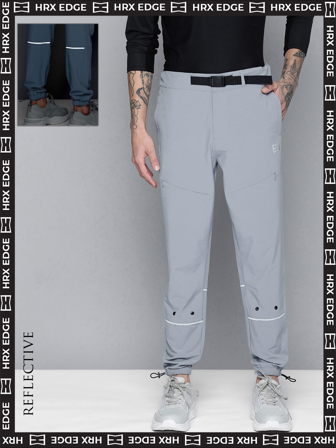 

HRX by Hrithik Roshan EDGE Men Grey Colourblock Track Pants