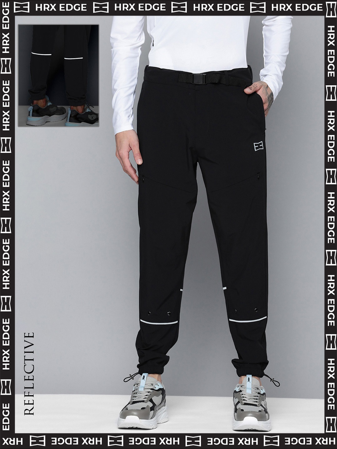 

HRX by Hrithik Roshan EDGE Men Jet Black Colourblock Track Pants