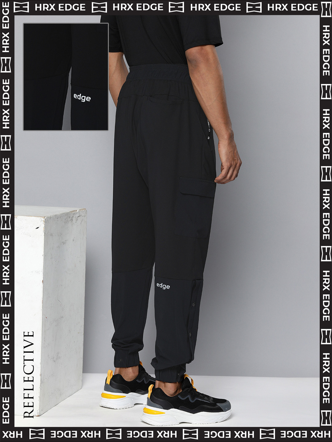 

HRX By Hrithik Roshan EDGE Men Bio-Wash Brand Carrier Track Pants, Black