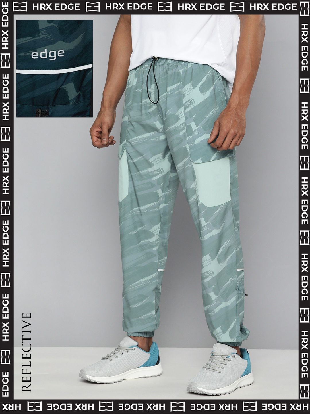 

HRX By Hrithik Roshan Men Green AOP EDGE Track Pants