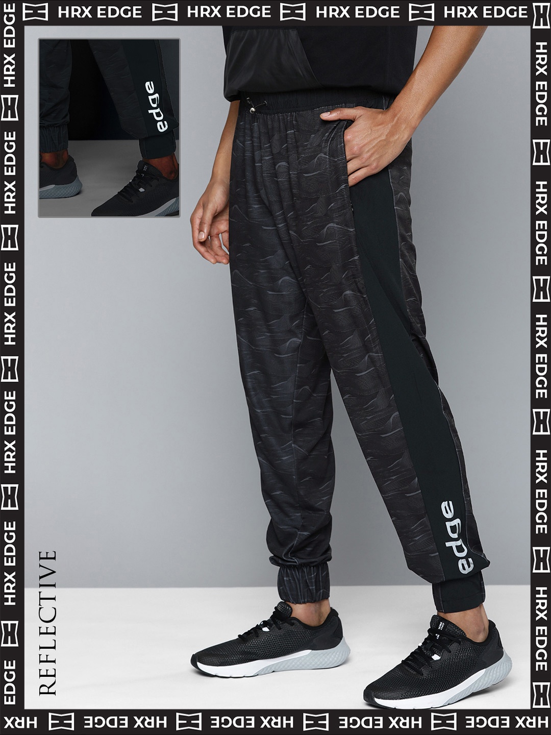 

HRX By Hrithik Roshan EDGE Men Bio-Wash AOP Track Pants, Black