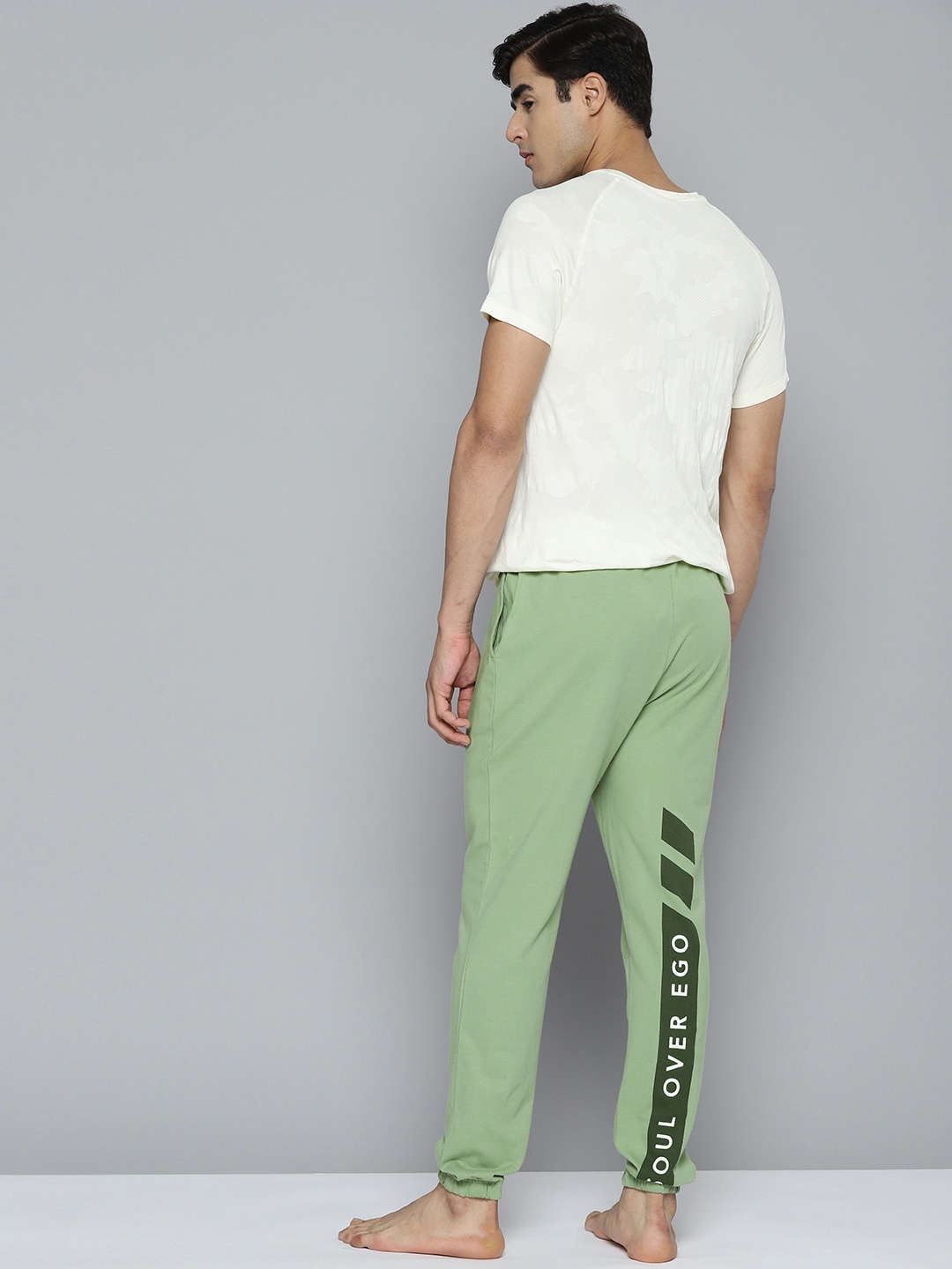 

HRX By Hrithik Roshan Men Jade Pure Cotton Printed Yoga Sustainable Joggers, Green