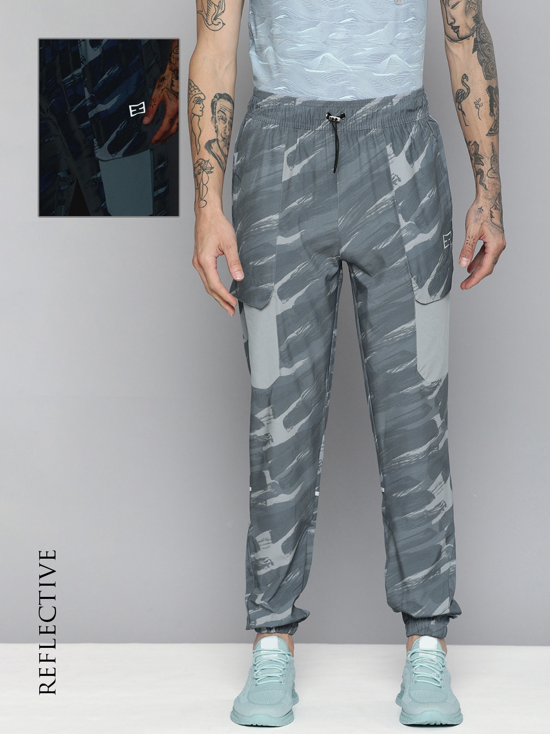 

HRX by Hrithik Roshan Men Abstract Printed Rapid-Dry Joggers, Grey