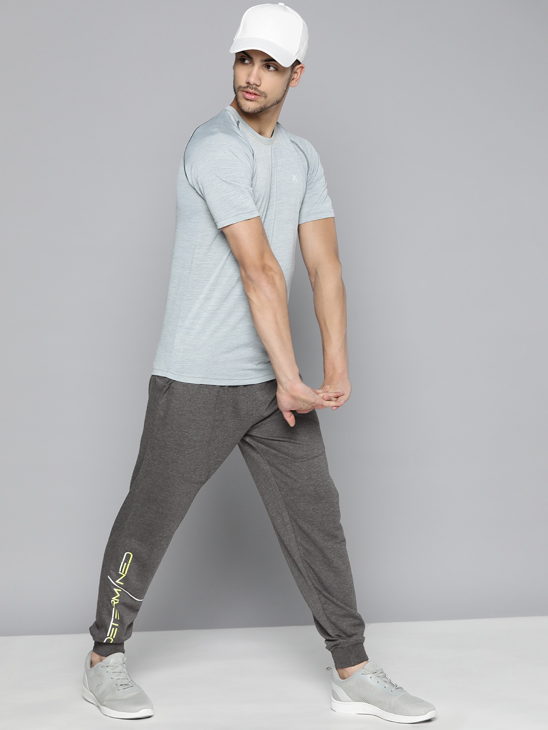 

HRX By Hrithik Roshan Men Training Bio-Wash Typography Track Pants, Grey