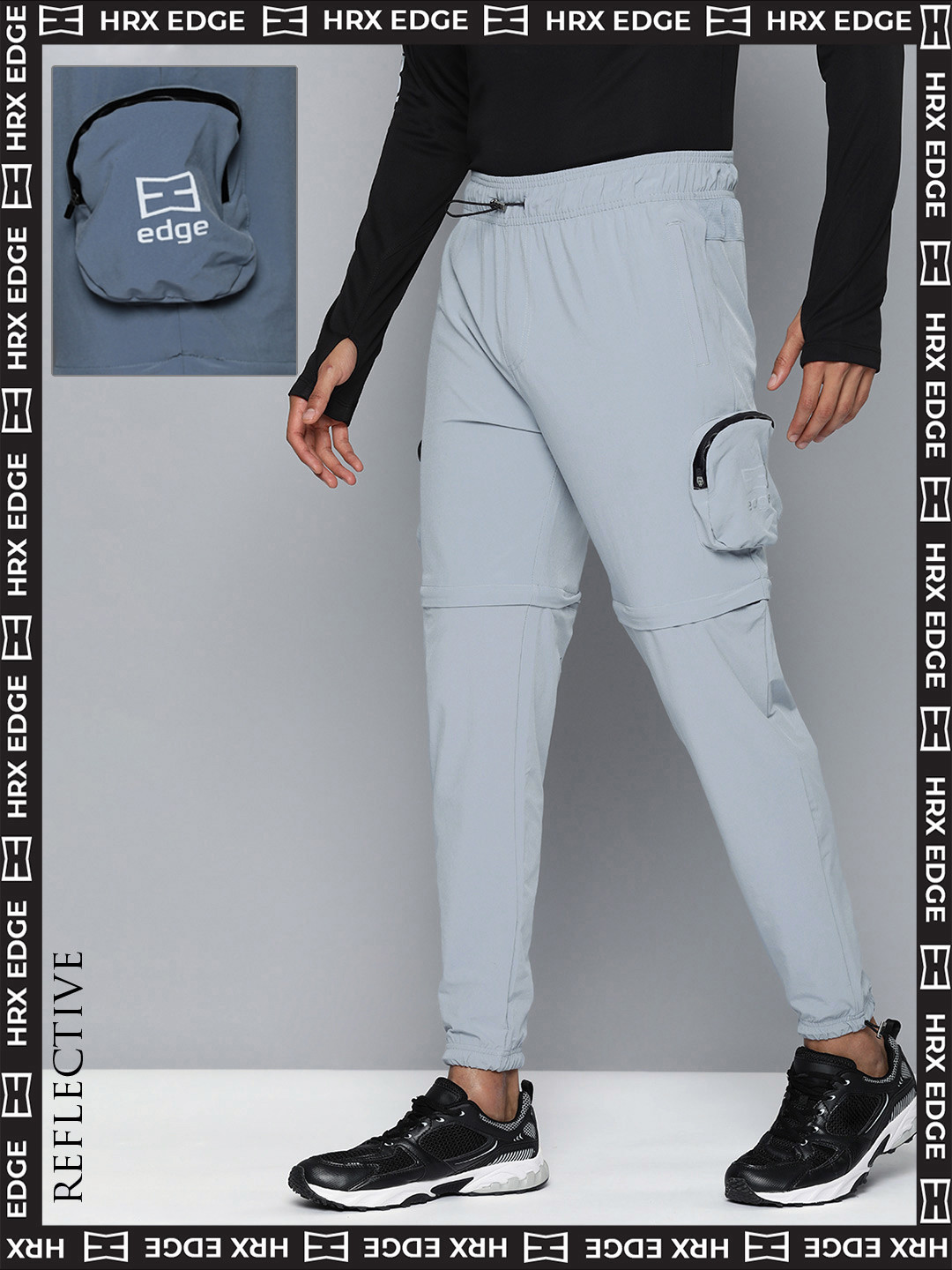 

HRX By Hrithik Roshan Men EDGE Mid-Rise Rapid-Dry Joggers With Draw Cords Closure, Grey