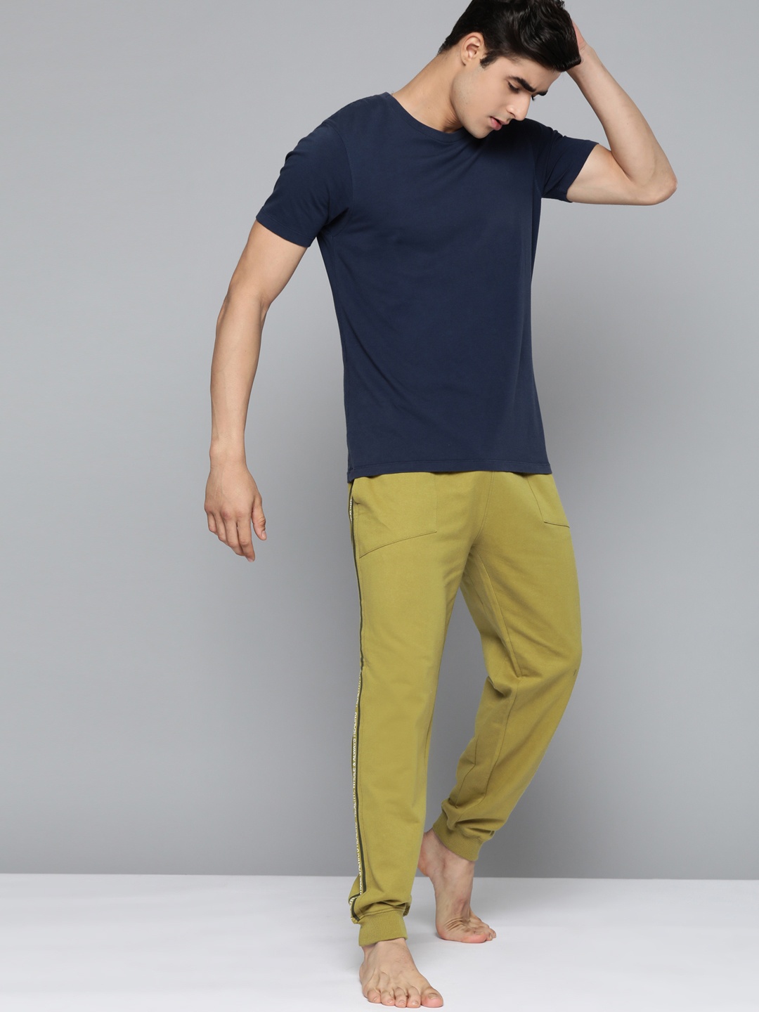 

HRX by Hrithik Roshan Men Olive Green Pure Cotton Solid Joggers