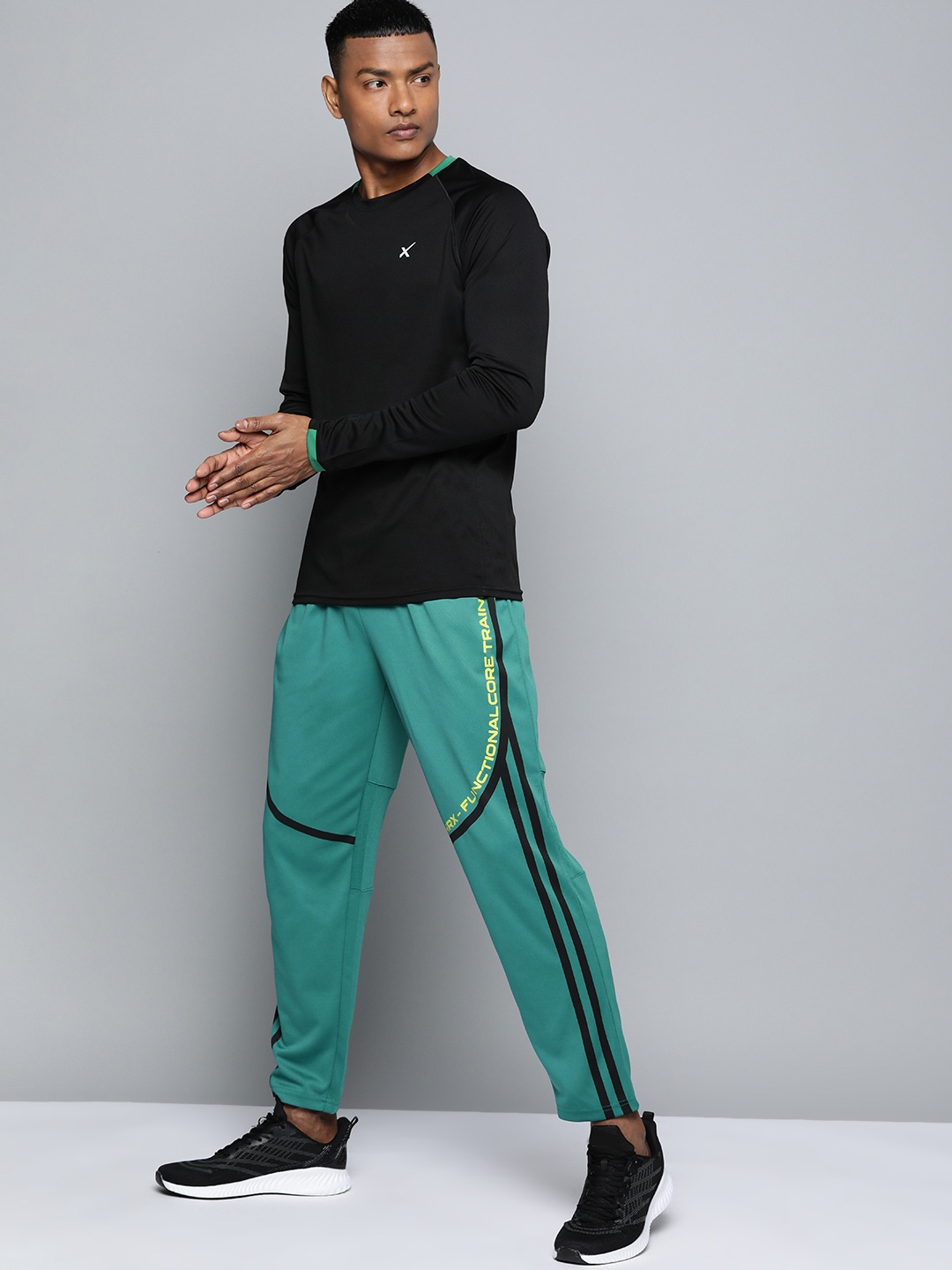 

HRX By Hrithik Roshan Training Men Rapid-Dry Typography Track Pants, Teal