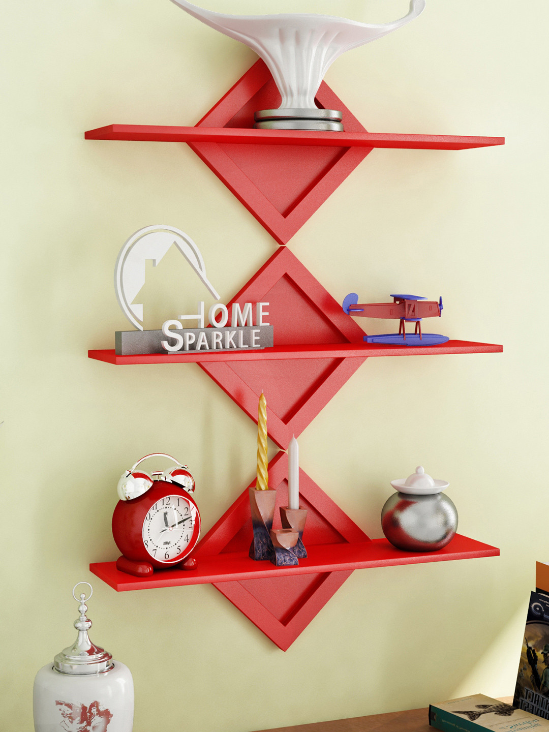 

Home Sparkle Set of 3 Red Wall Shelves