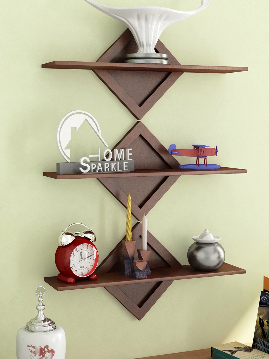 

Home Sparkle Set of 3 Brown Wall Shelves