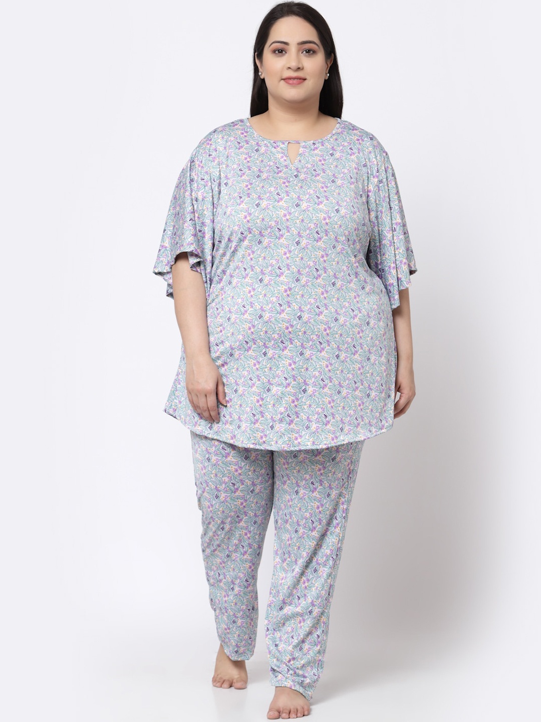 

KLOTTHE Women Blue & Purple Printed Night suit