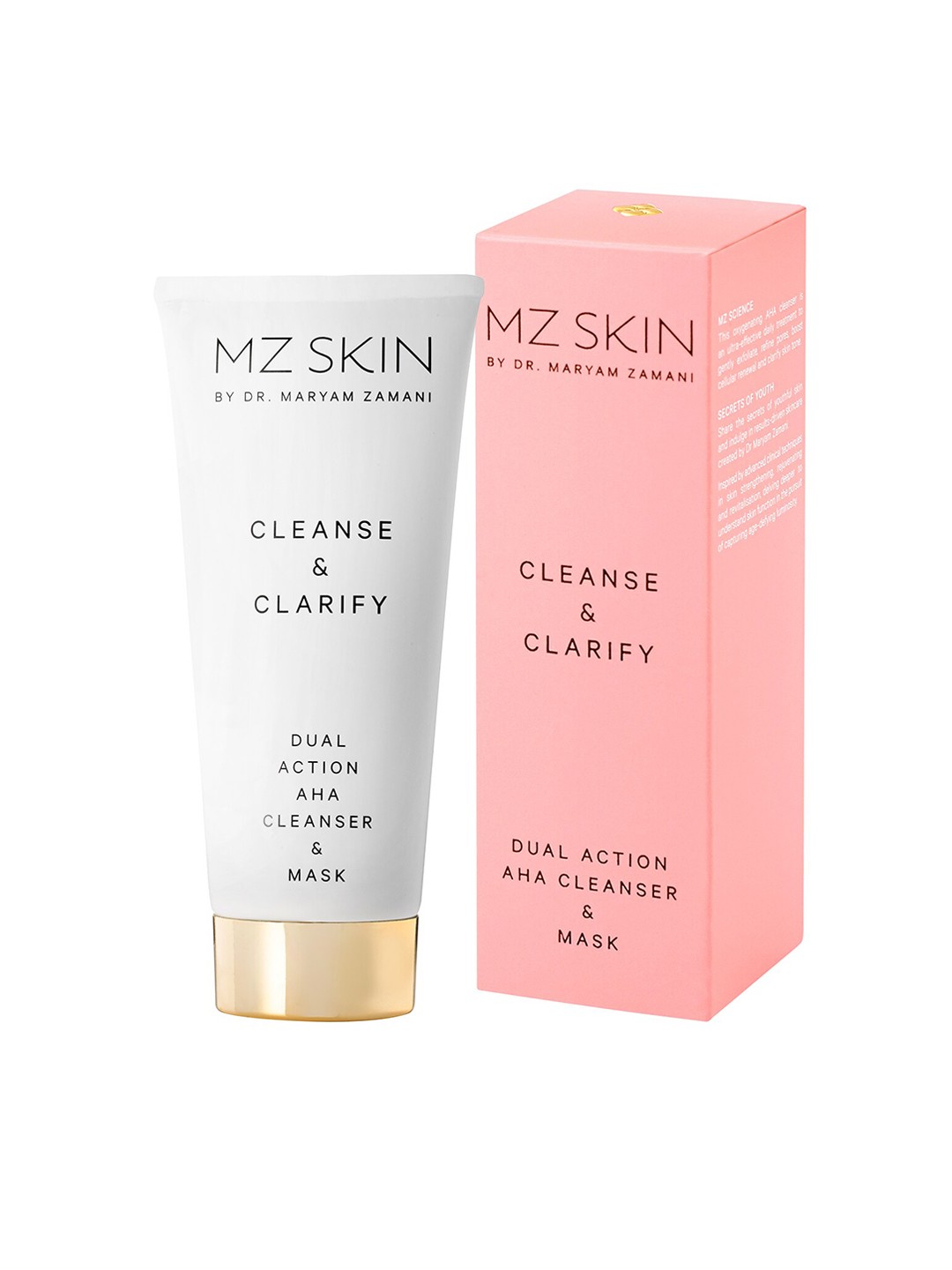 

MZ SKIN Cleanse & Clarify Dual Action AHA Cleanser & Mask - 100ml, Pink