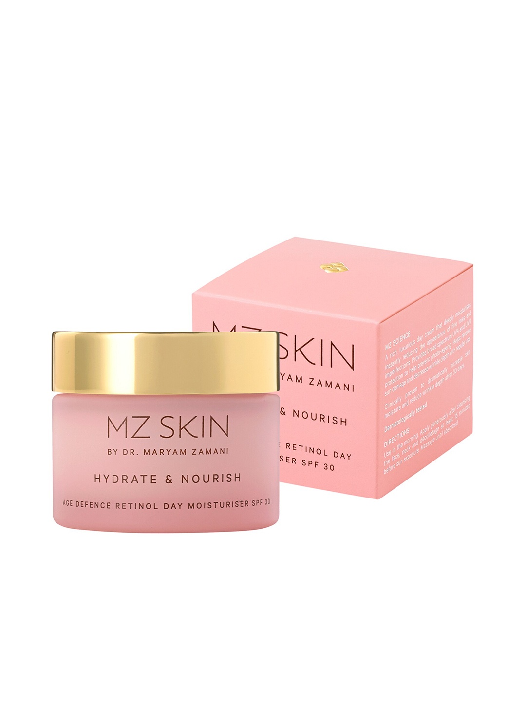 

MZ SKIN Hydrate & Nourish Age Defence Retinol Day Moisturiser SPF30 - 50ml, Pink