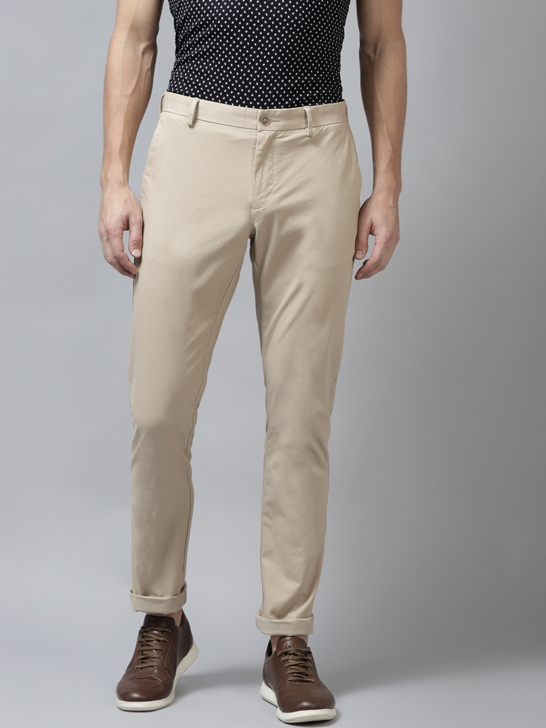 

Blackberrys Men Beige B-91 Skinny Fit Solid Chinos