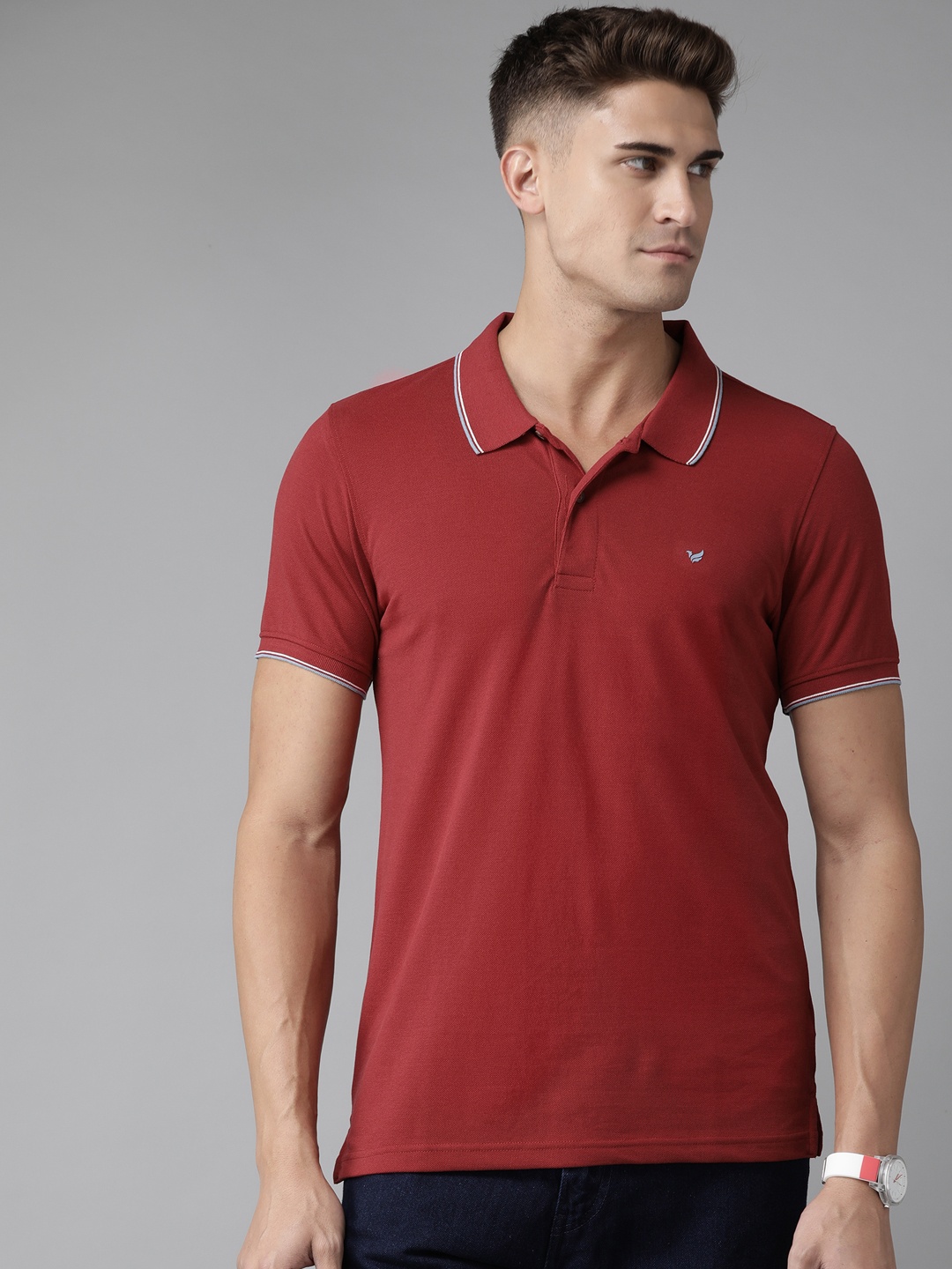 

Blackberrys Men Red Polo Collar T-shirt