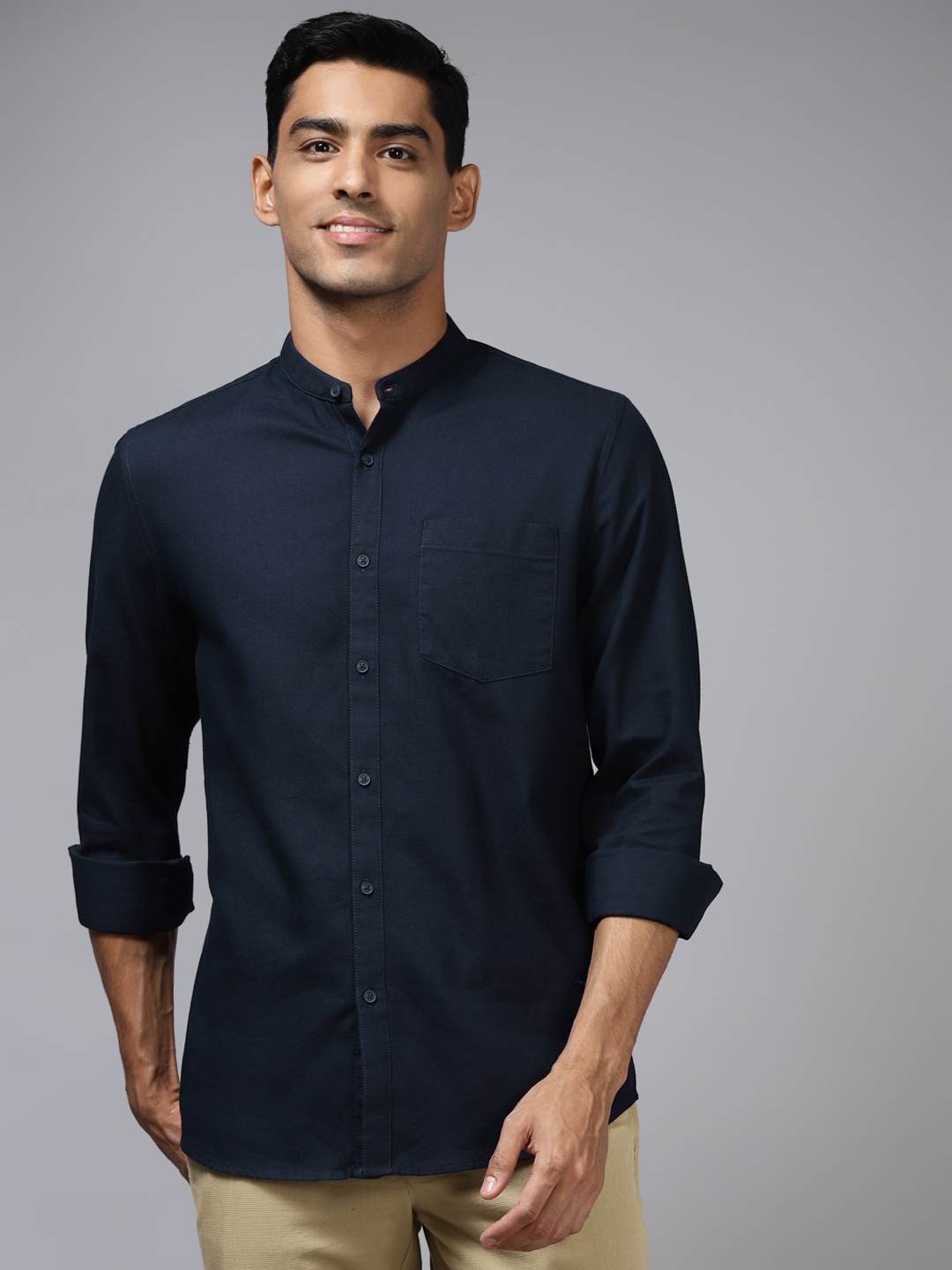 

Blackberrys Men Navy Blue Pure Cotton India Slim Fit Casual Shirt