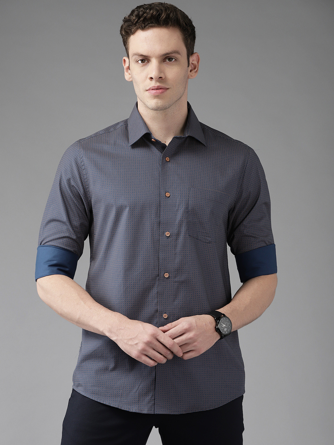 

Blackberrys Men Navy Blue India Slim Fit Printed Casual Shirt
