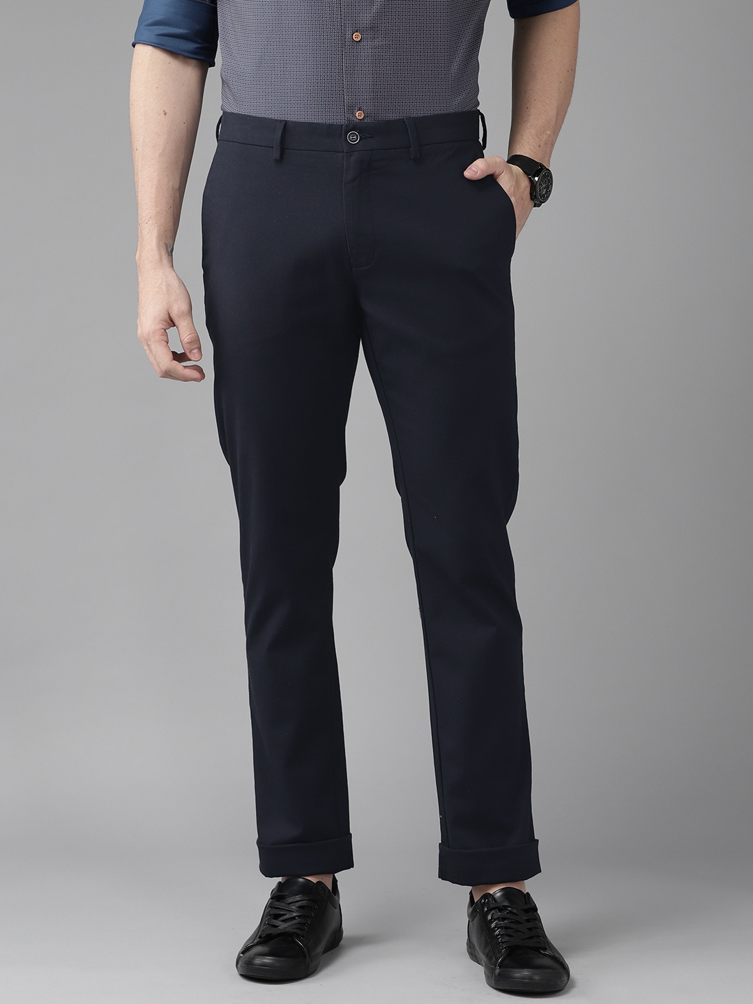 

Blackberrys Men Navy Blue B-95 Slim Fit Trousers