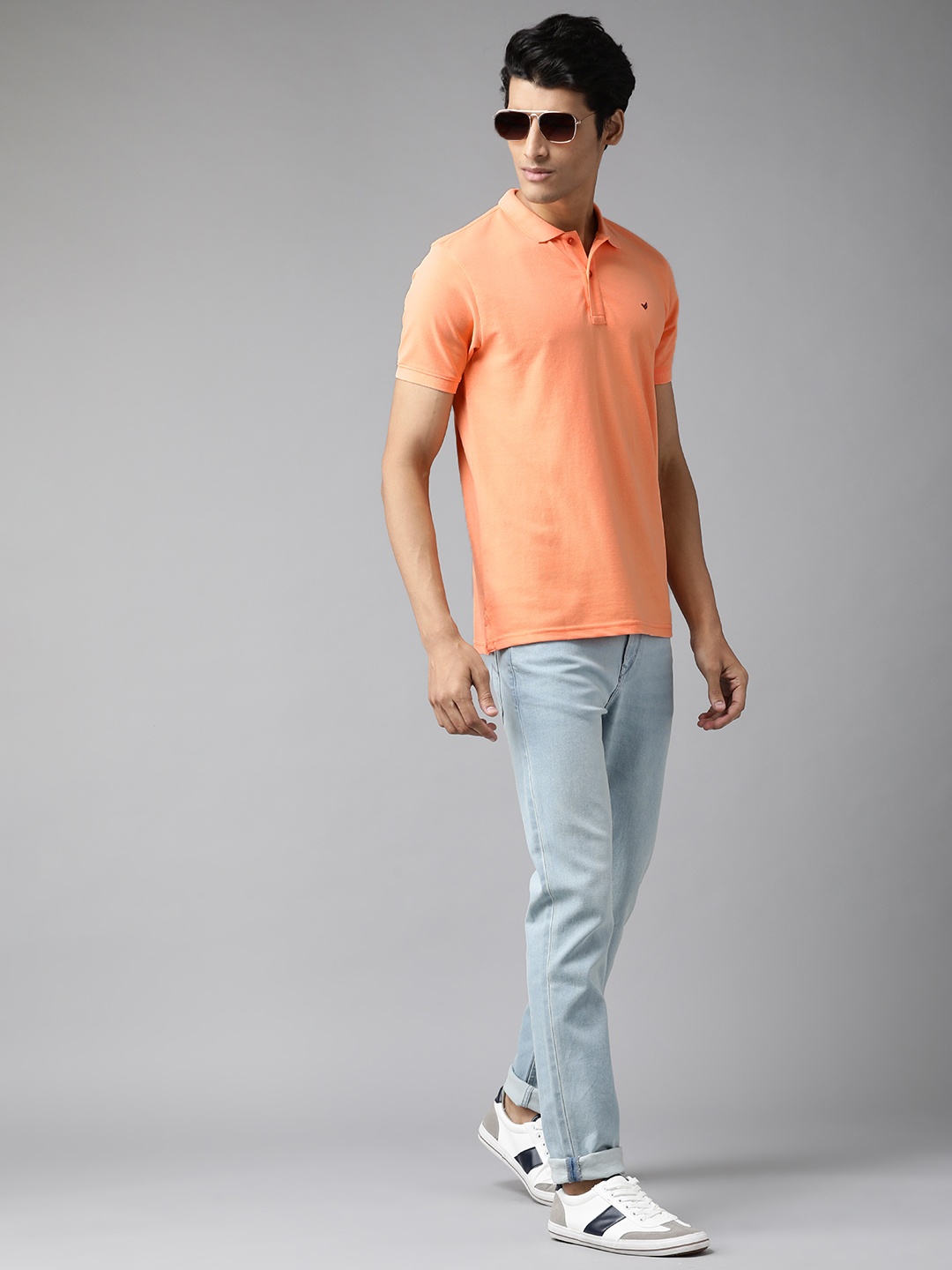 Blackberrys Men Orange Solid Polo Collar Knitted T-shirt