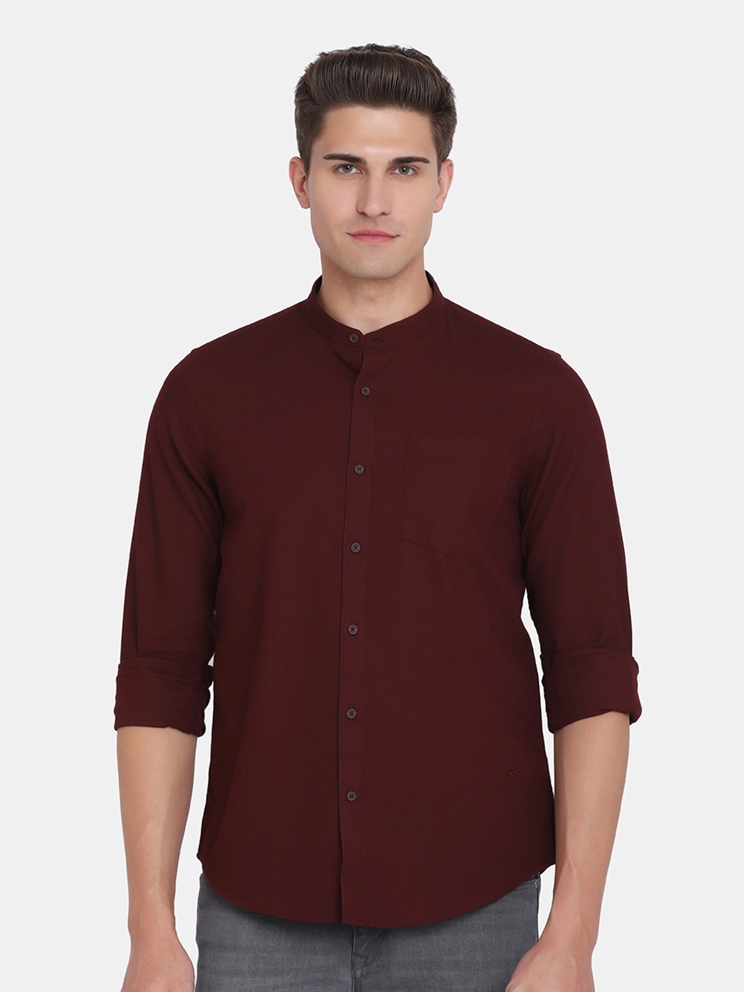 

Blackberrys Men Burgundy India Slim Fit Casual Shirt