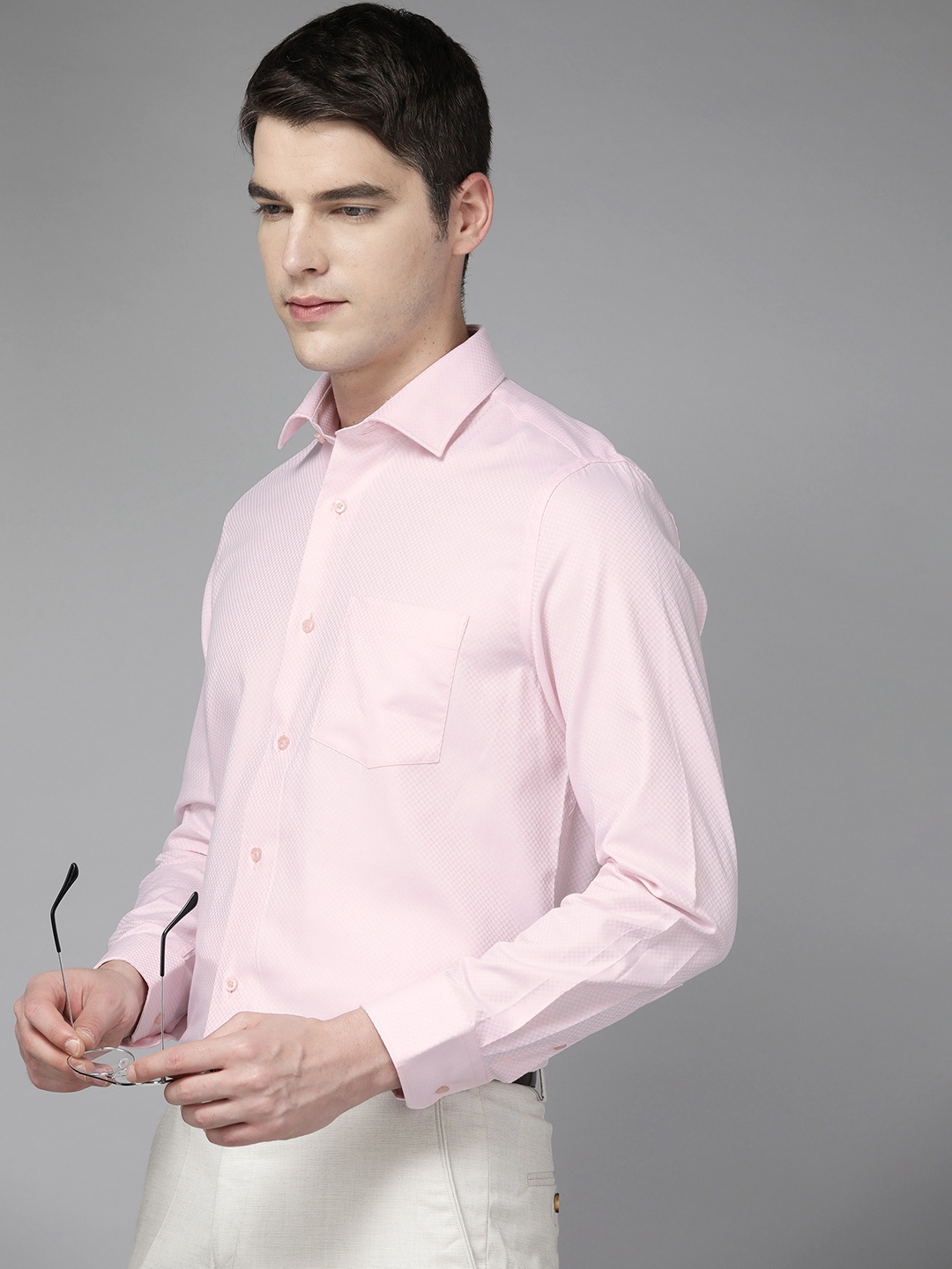 

Blackberrys Pure Cotton Self-Design Slim Fit Formal Shirt, Pink