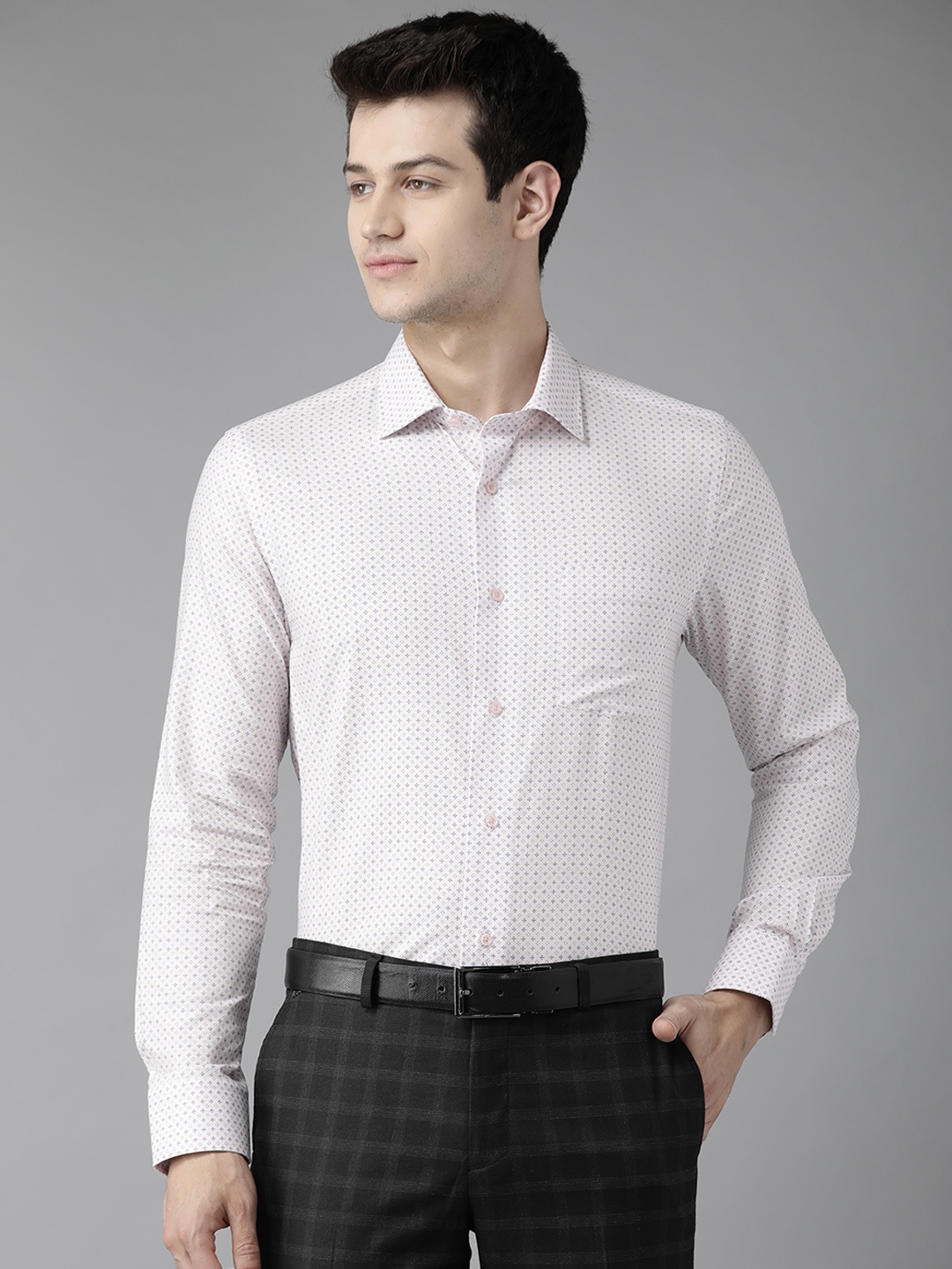 

Blackberrys Men Pink Pure Cotton India Slim Fit Printed Formal Shirt