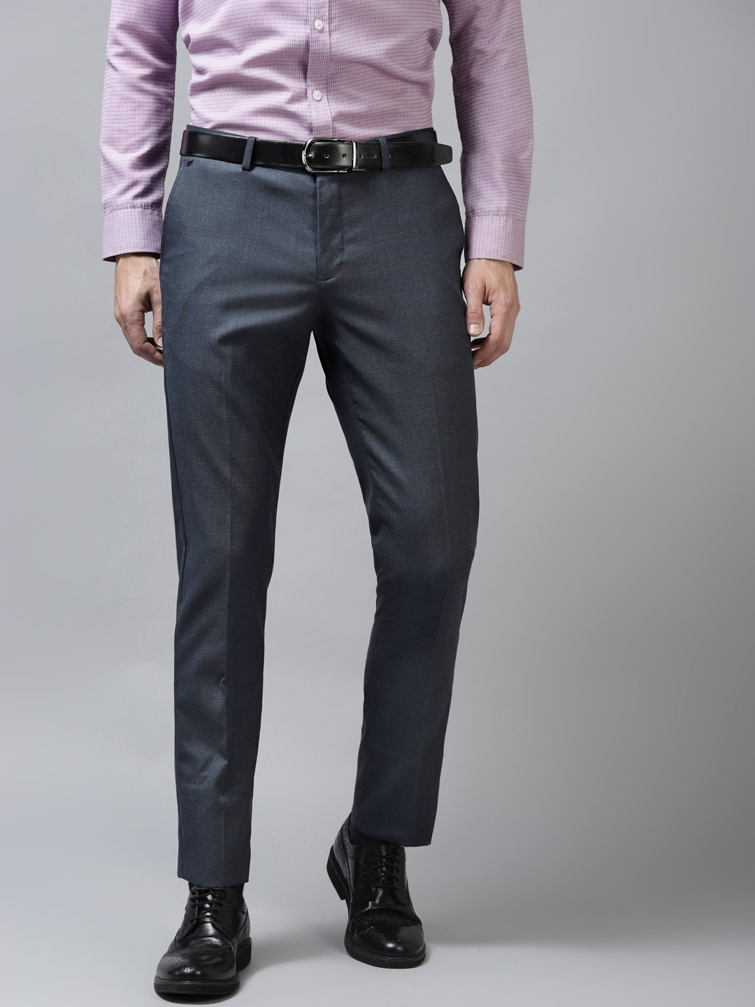 

Blackberrys Men Navy Blue Solid B-95 Slim Fit Formal Trousers