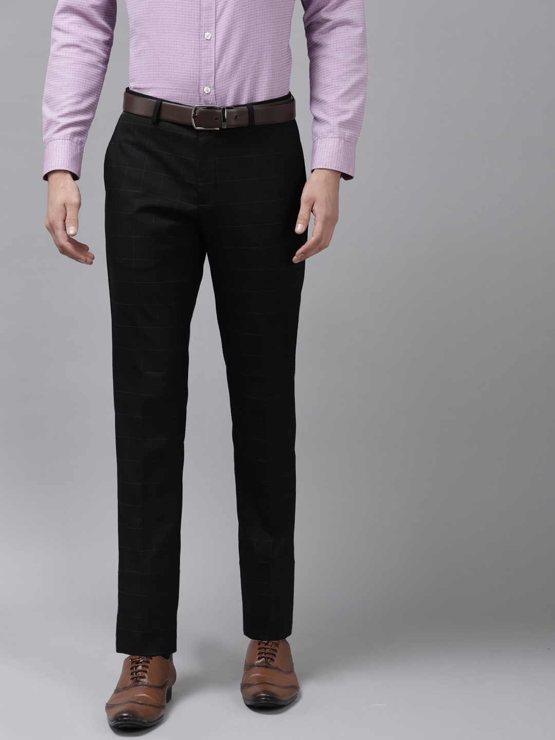 

Blackberrys Men Black Checked B-95 Slim Fit Trousers