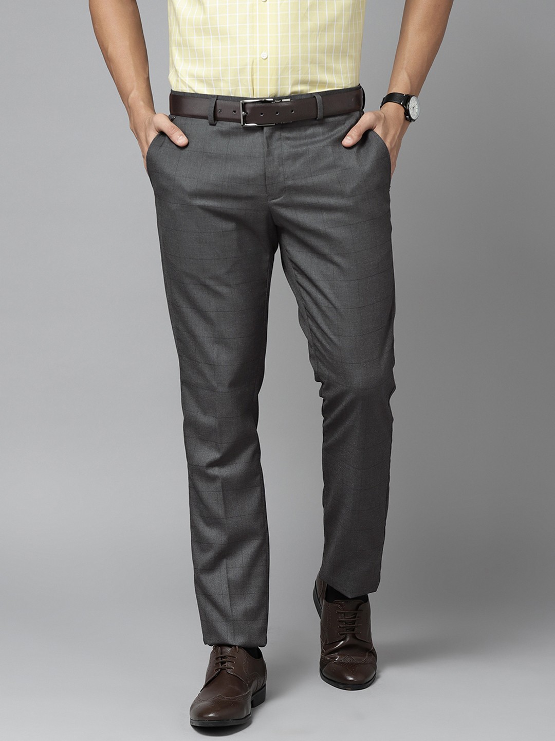 

Blackberrys Men Black Checked B-95 Slim Fit Trousers