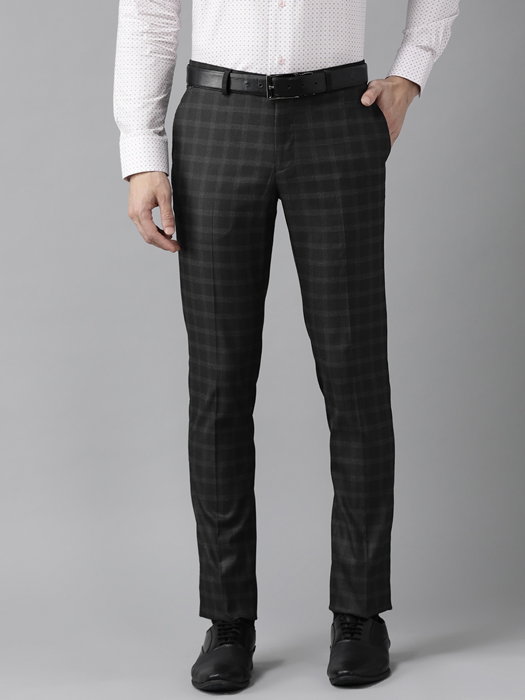 

Blackberrys Men Black Checked B-91 Skinny Fit Trousers