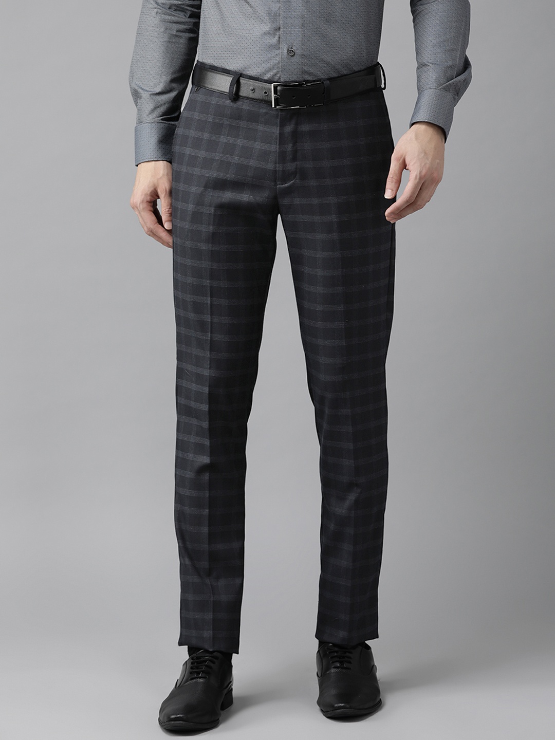 

Blackberrys Men Black Checked B-91 Skinny Fit Trousers