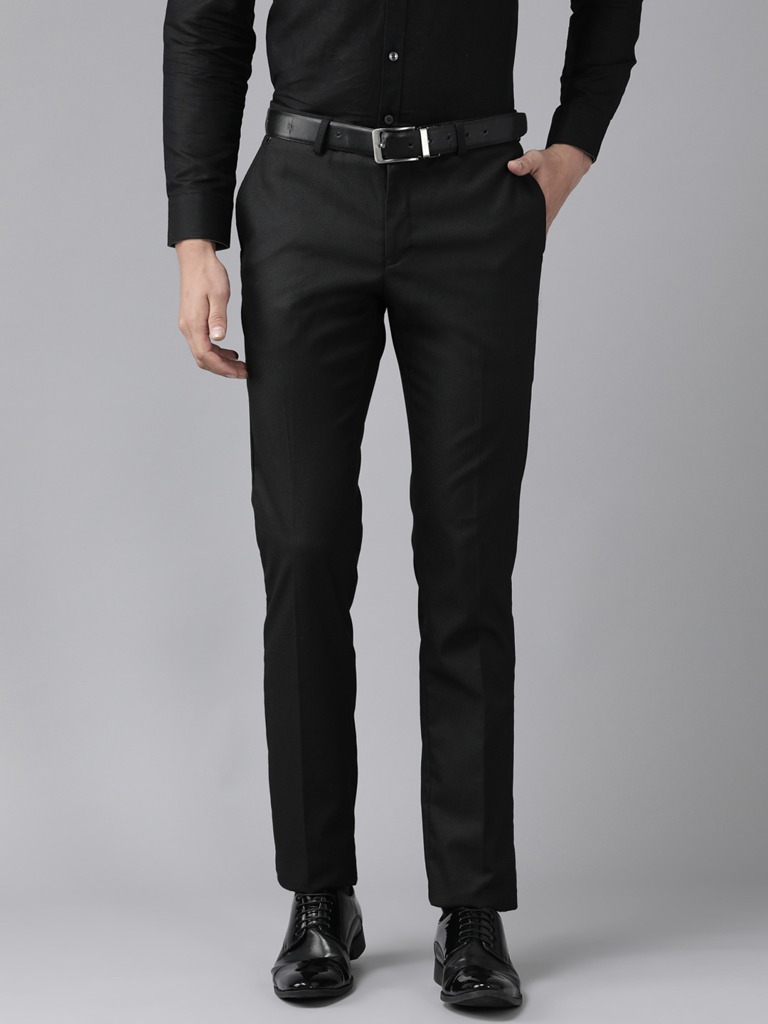 

Blackberrys Men Black B-91 Skinny Fit Solid Trousers