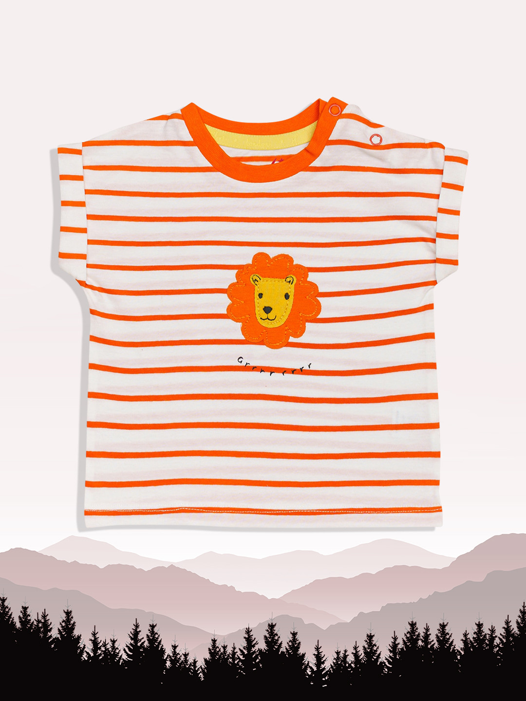 

H By Hamleys Infant Boys White & Orange Striped Pure Cotton T-shirt