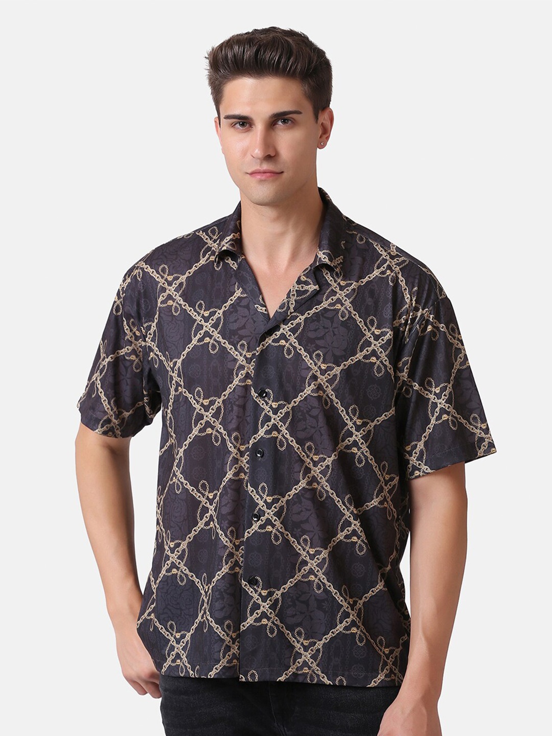 

Aesthetic Bodies Men Grey & Beige Comfort Checked Casual Shirt