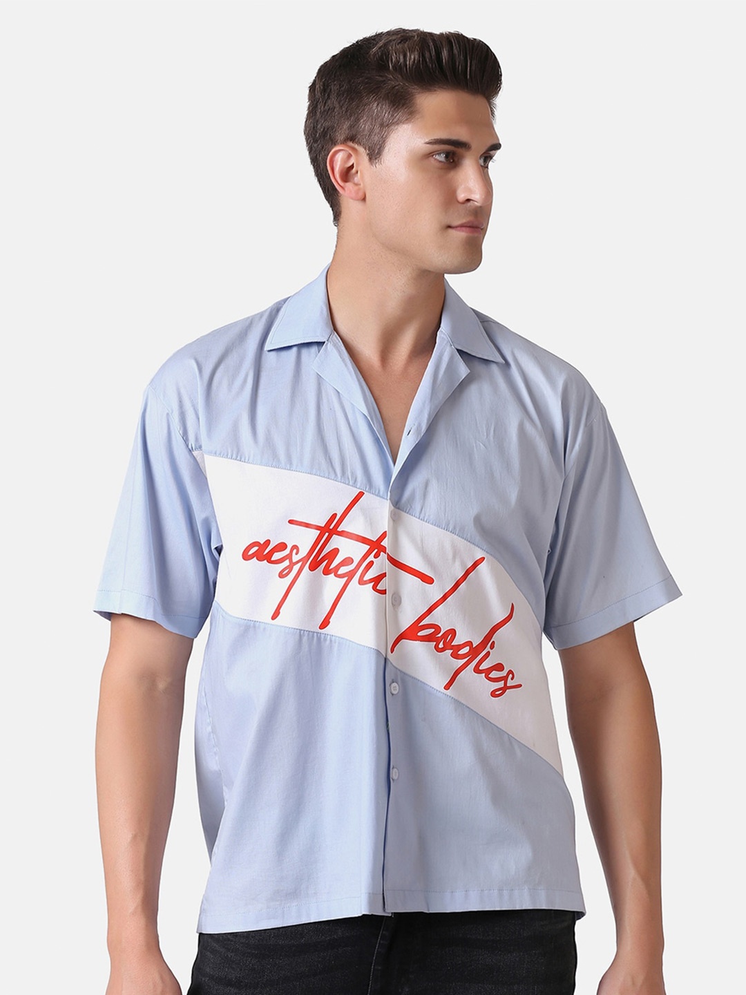 

Aesthetic Bodies Men Blue Comfort Printed Casual Shirt