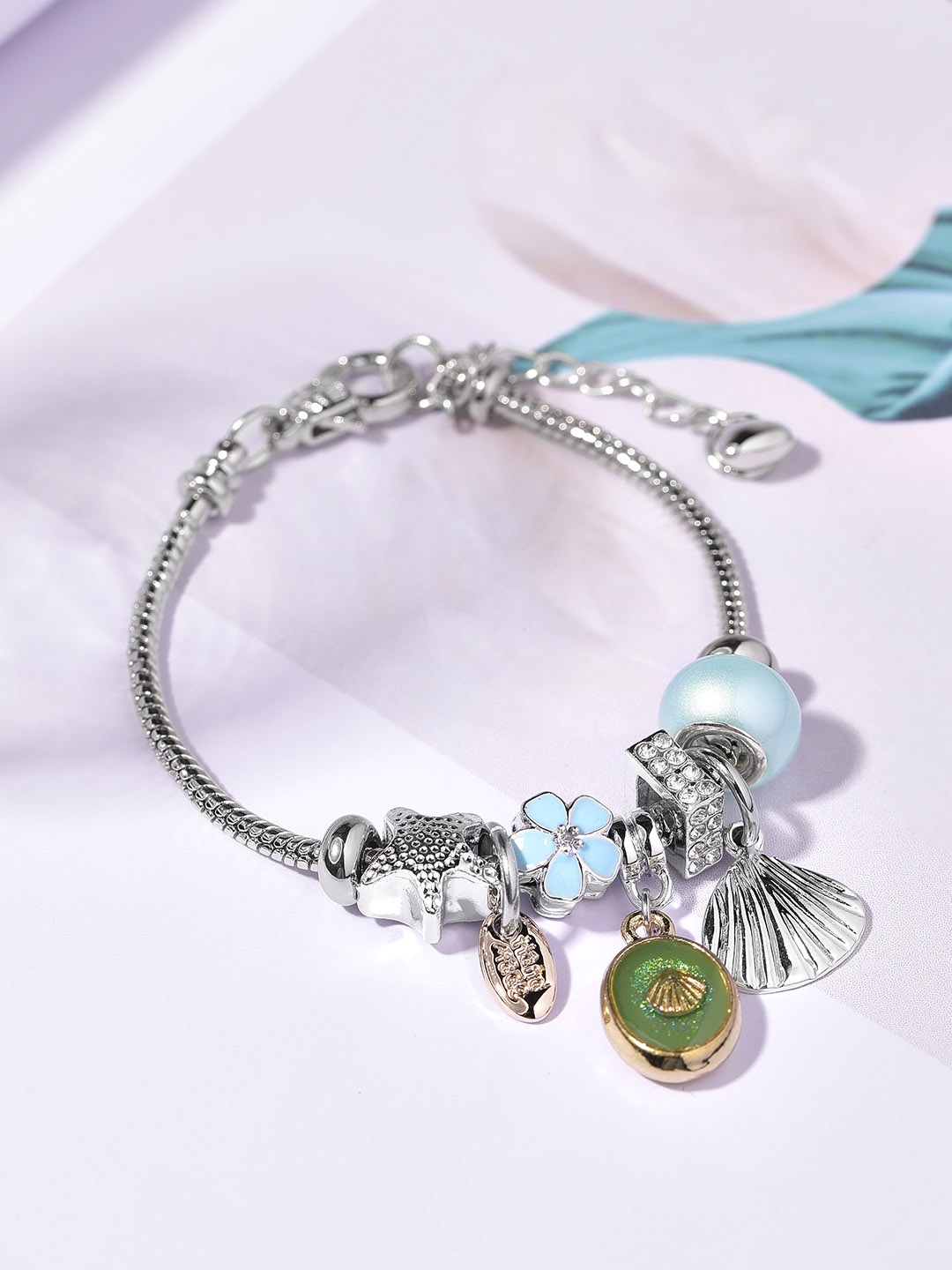 

Rubans Voguish Women Silver-Toned & Blue Silver-Plated Wraparound Bracelet