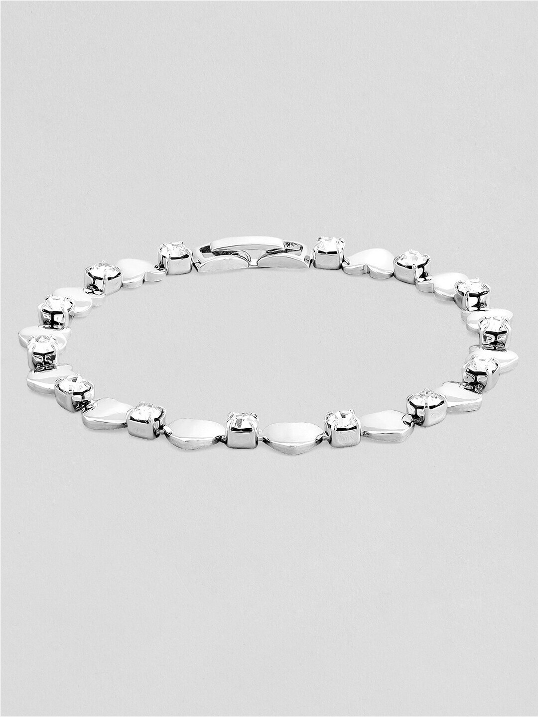 

Rubans Voguish Women Silver-Toned American Diamond Silver-Plated Wraparound Bracelet