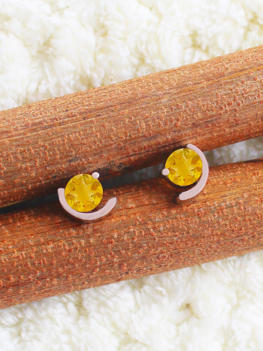 

ERILINE JEWELRY Silver-Plated & Yellow Contemporary Studs Earrings