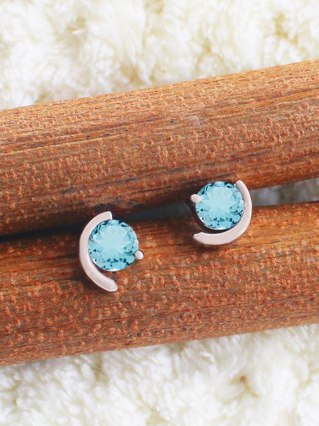 

ERILINE JEWELRY Silver-Plated & Blue Contemporary Studs Earrings