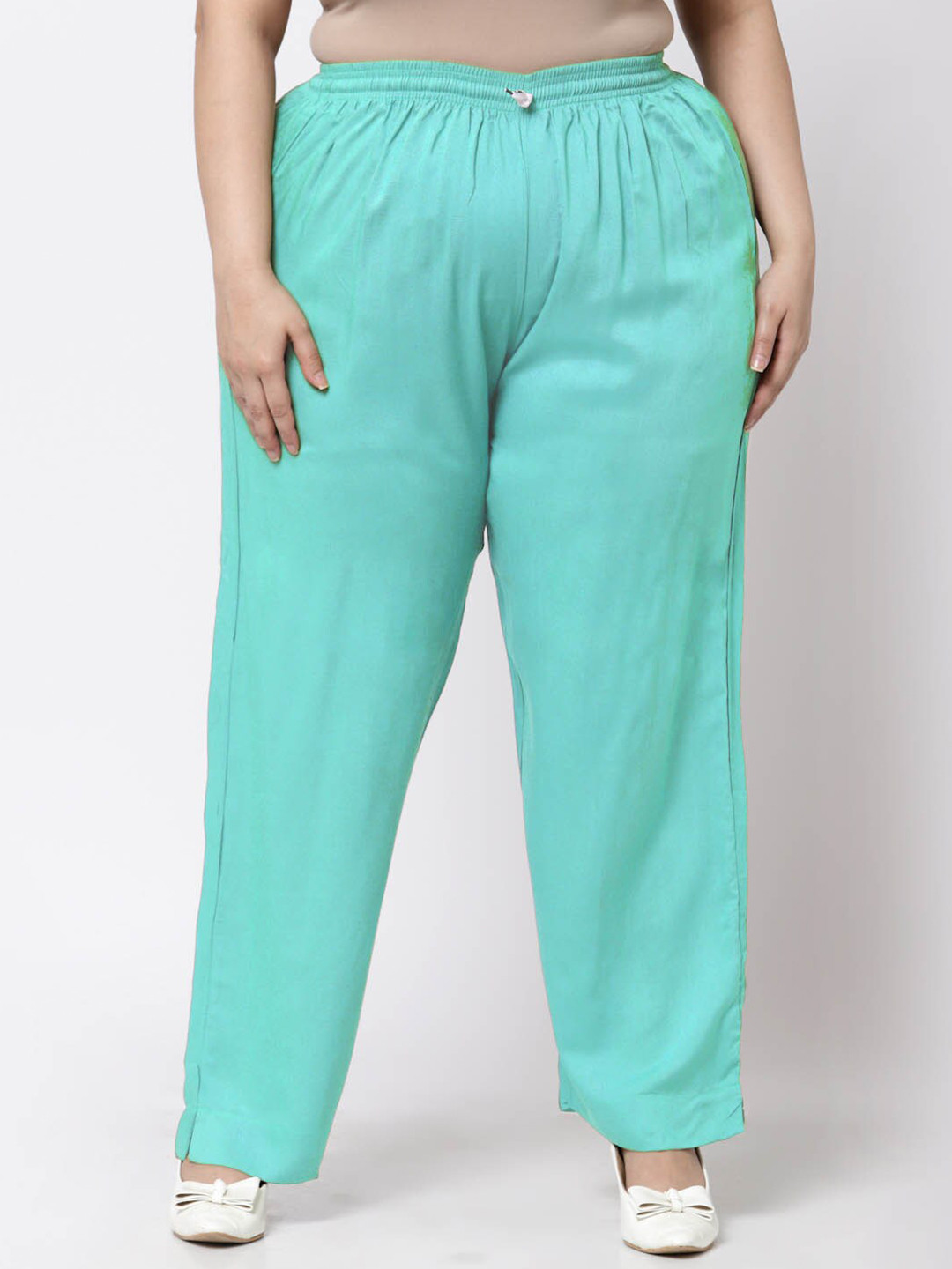 

KLOTTHE Plus Size Women Turquoise Blue Palazzos