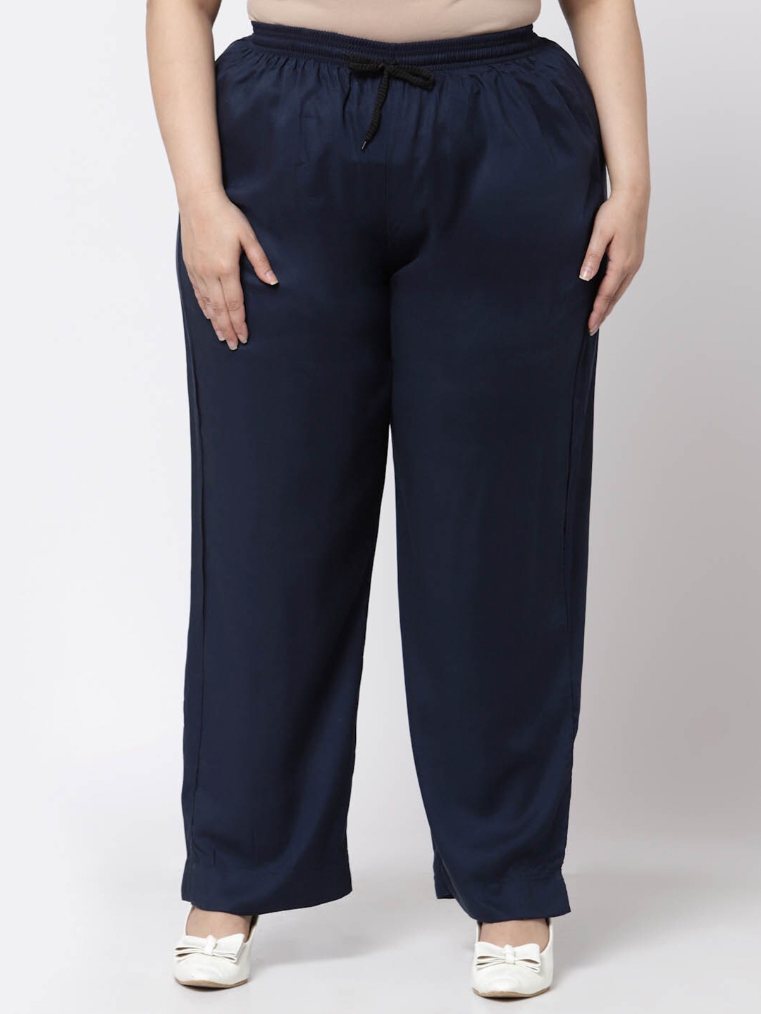 

KLOTTHE Plus Size Women Blue Elasticated Palazzos